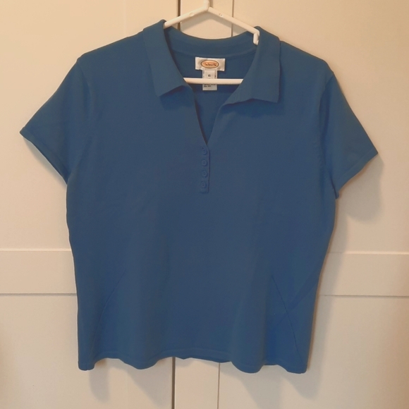 Talbots Tops - Talbots blue knit polo shirt size XL
